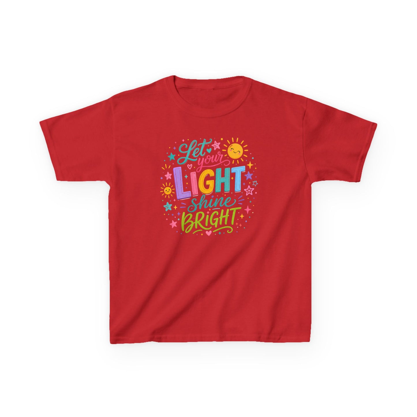 Kids Tee — "Let Your Light Shine Bright" Colorful Inspirational Shirt