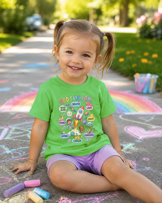 God Says I Am Toddler Tee