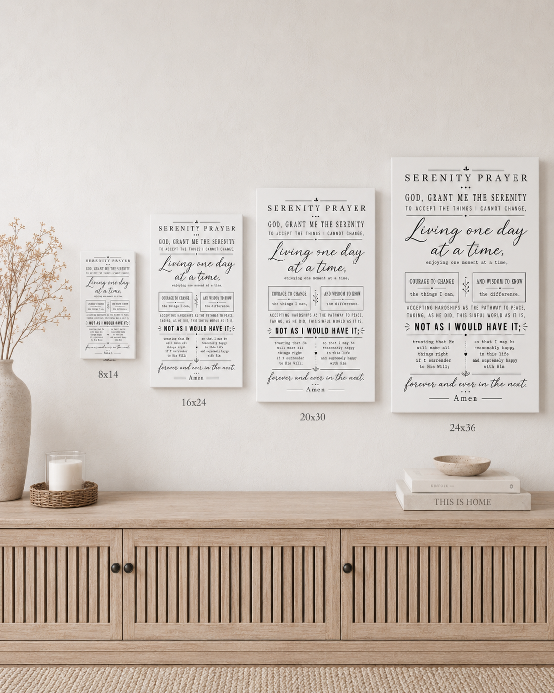 Serenity Prayer Stretched Canvas Wall Art | Christian Recovery Wall Decor | Faith-Based Inspirational Home Decor