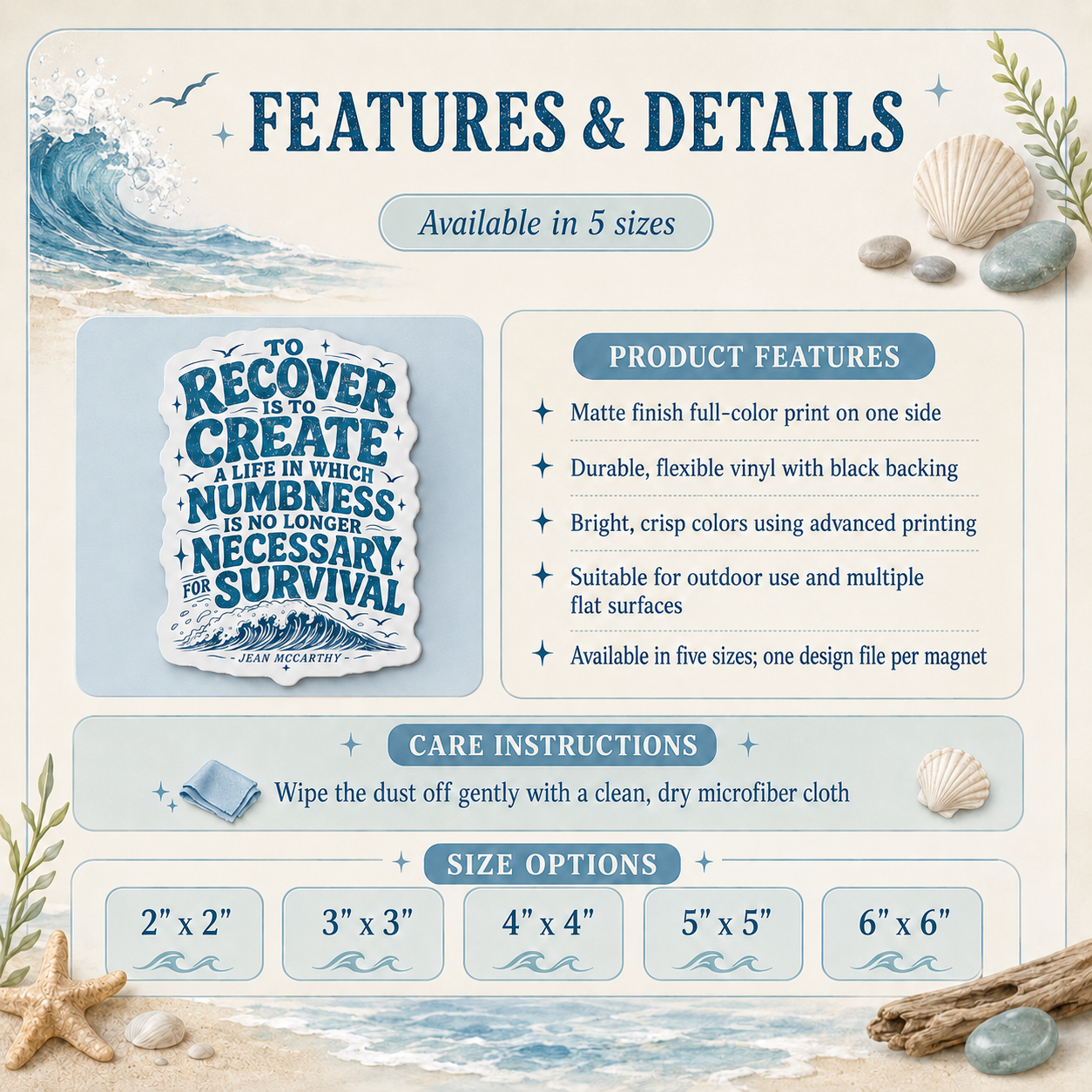 To Recover Is To Create quote Die-Cut Magnet
