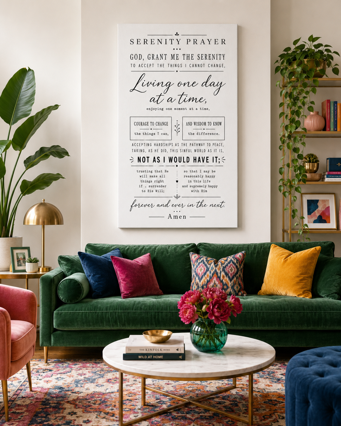 Serenity Prayer Stretched Canvas Wall Art | Christian Recovery Wall Decor | Faith-Based Inspirational Home Decor