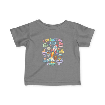 Infant Tee — "God Says I Am" Christian Baby T‑Shirt with Positive Affirmations
