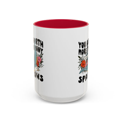 You Are Worth More Than Many Sparrows Mug — Inspirational Floral Sparrow Coffee Mug (11oz/15oz)