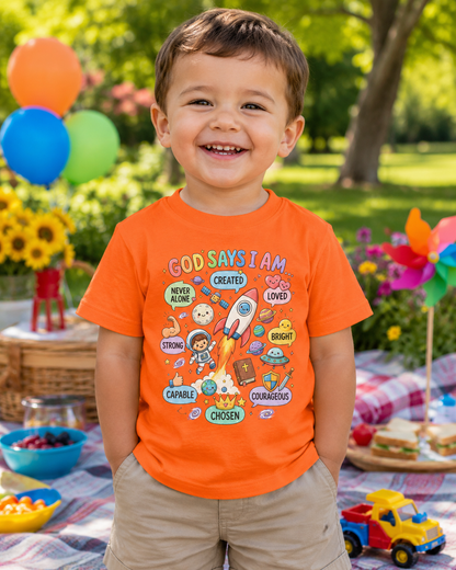 God Says I Am Toddler Tee
