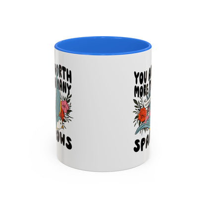 You Are Worth More Than Many Sparrows Mug — Inspirational Floral Sparrow Coffee Mug (11oz/15oz)