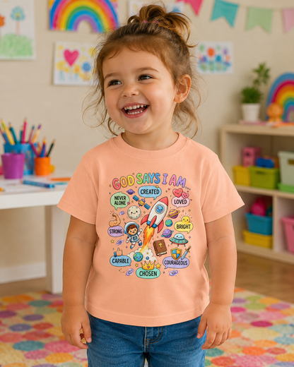 God Says I Am Toddler Tee