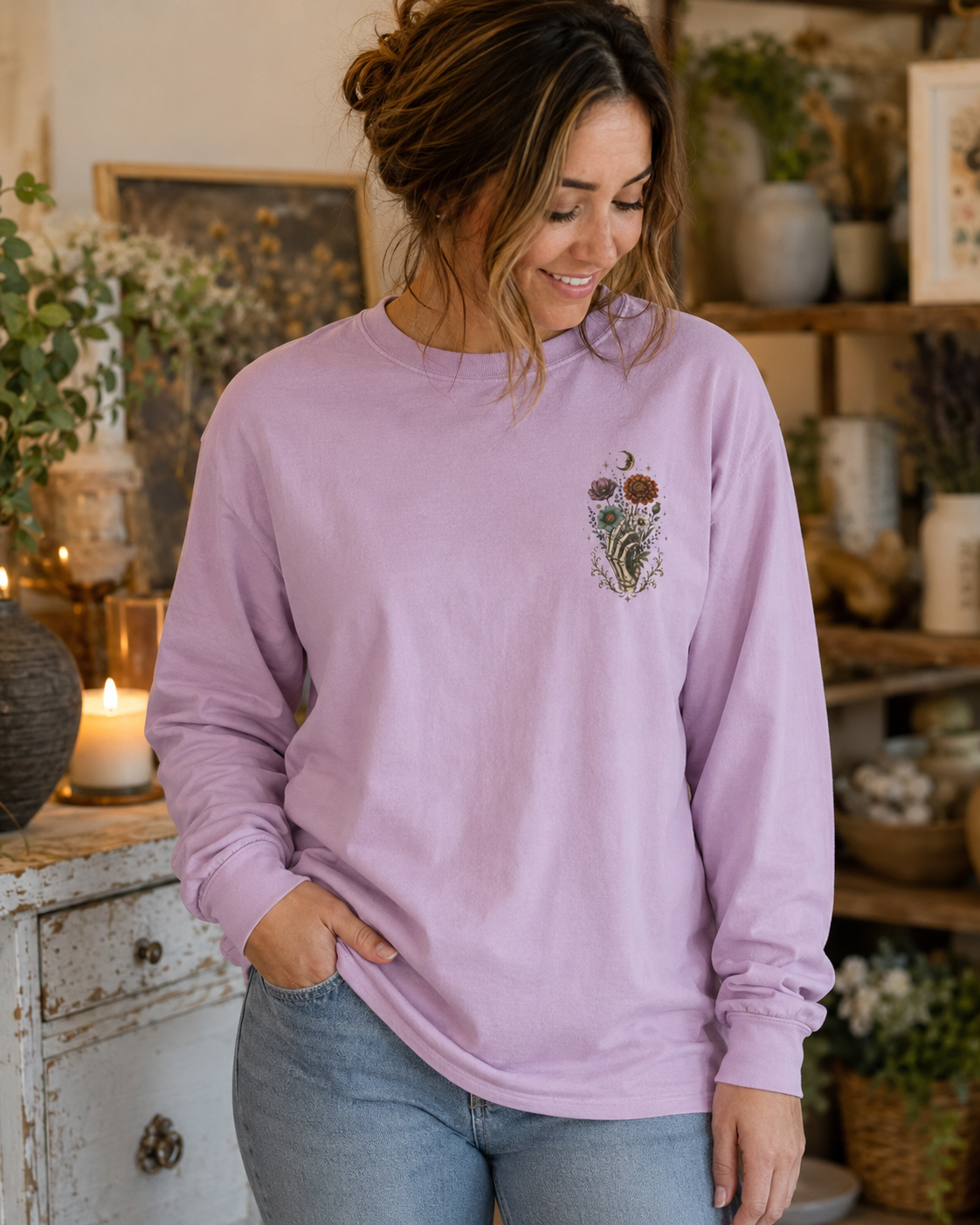 His Guidance, Our Peace Comfort Colors Long Sleeve Tee