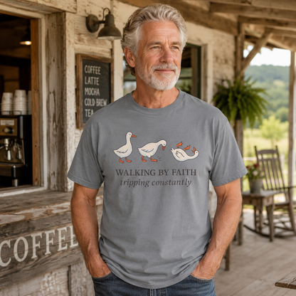 Walking By Faith Tripping Constantly Comfort Colors Tee