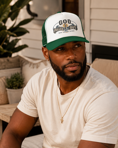 God Pulled Me Out Christian Foam Trucker Hat