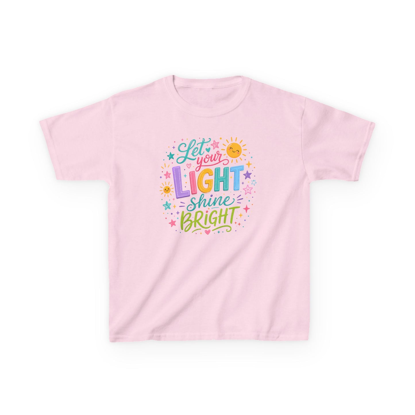 Kids Tee — "Let Your Light Shine Bright" Colorful Inspirational Shirt