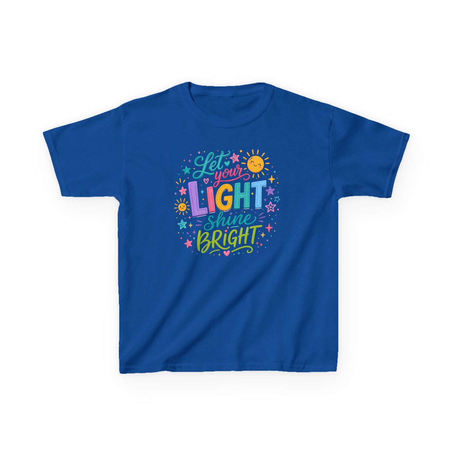Kids Tee — "Let Your Light Shine Bright" Colorful Inspirational Shirt