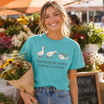 Walking By Faith Tripping Constantly Comfort Colors Tee