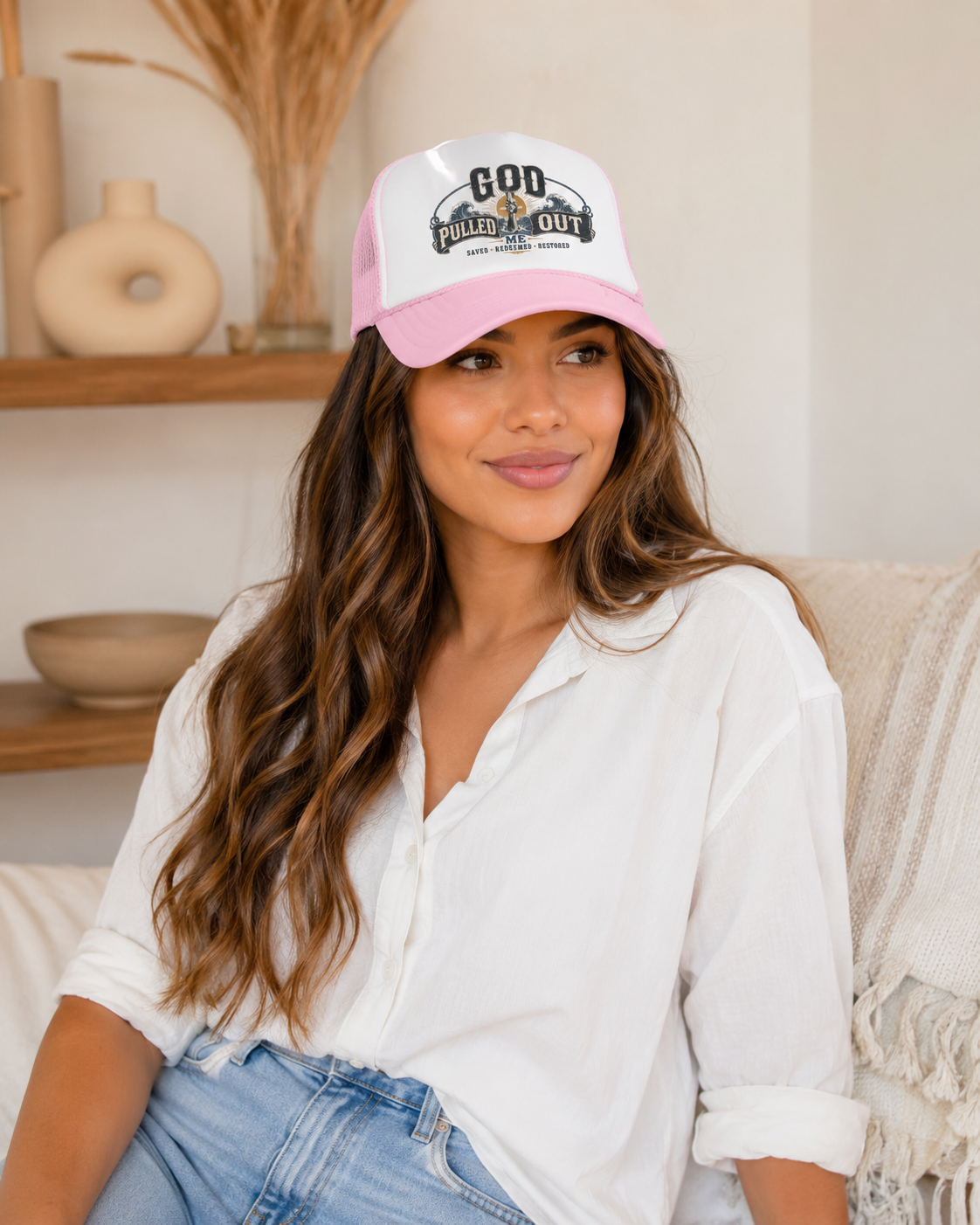 God Pulled Me Out Christian Foam Trucker Hat