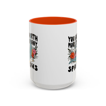 You Are Worth More Than Many Sparrows Mug — Inspirational Floral Sparrow Coffee Mug (11oz/15oz)