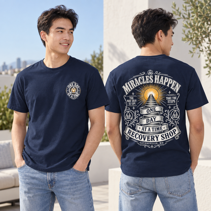 Original Miracles Happen Recovery Shop Throwback Tee