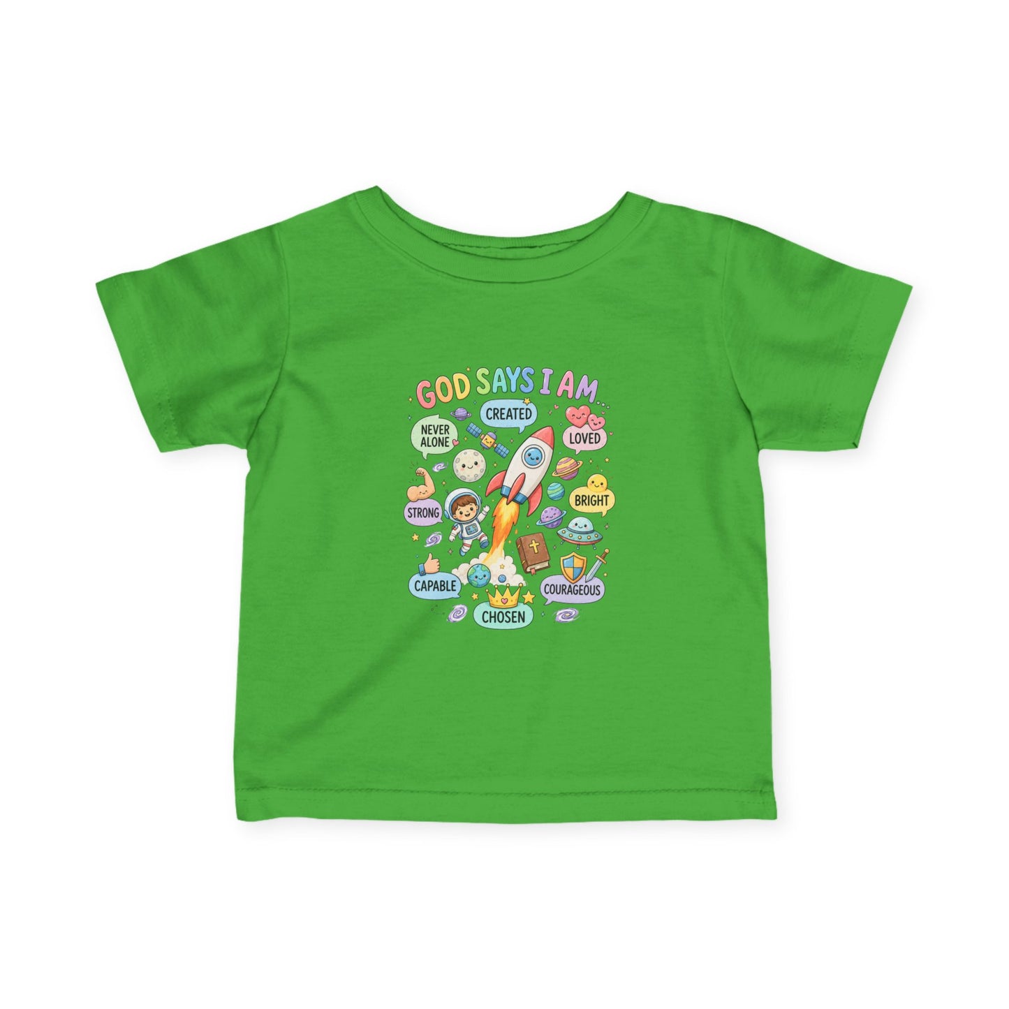 Infant Tee — "God Says I Am" Christian Baby T‑Shirt with Positive Affirmations