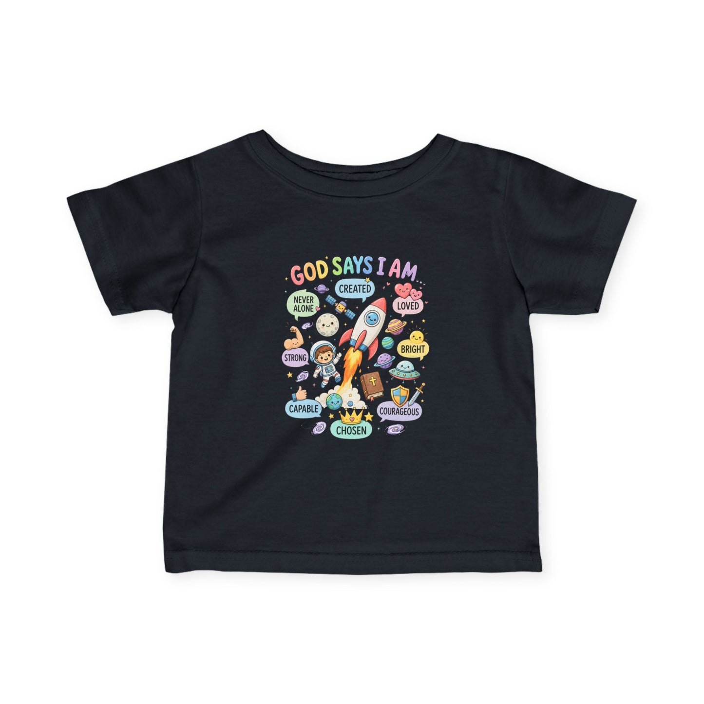 Infant Tee — "God Says I Am" Christian Baby T‑Shirt with Positive Affirmations