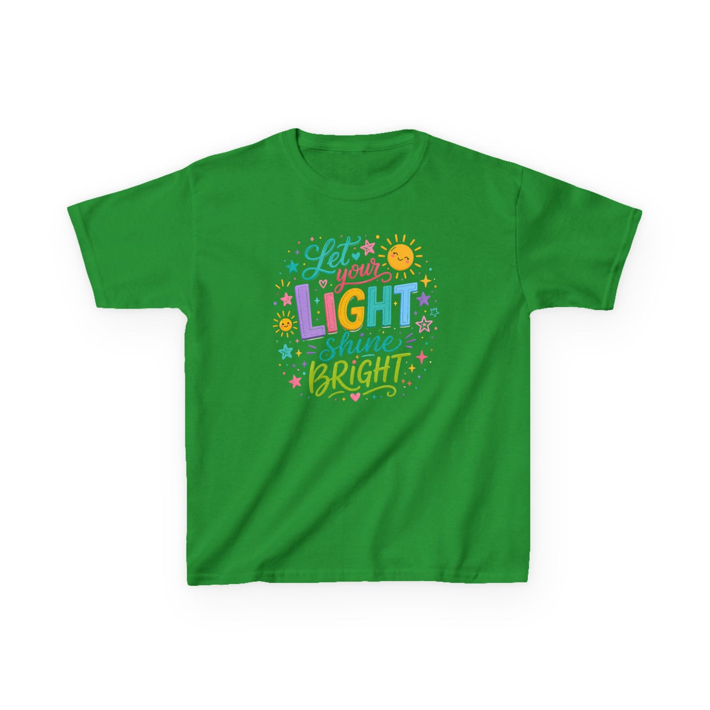 Kids Tee — "Let Your Light Shine Bright" Colorful Inspirational Shirt