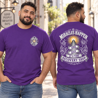 Original Miracles Happen Recovery Shop Throwback Tee