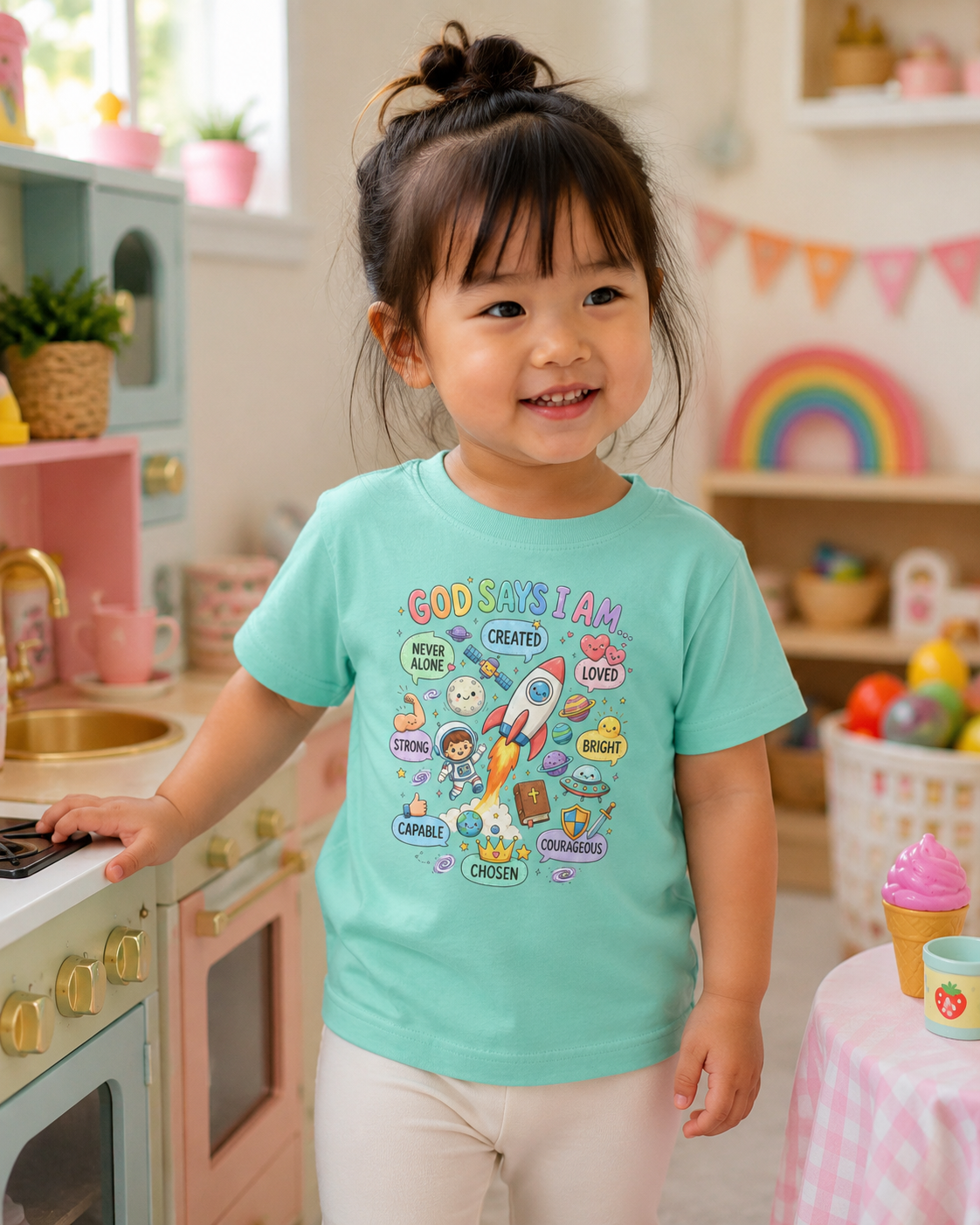 God Says I Am Toddler Tee