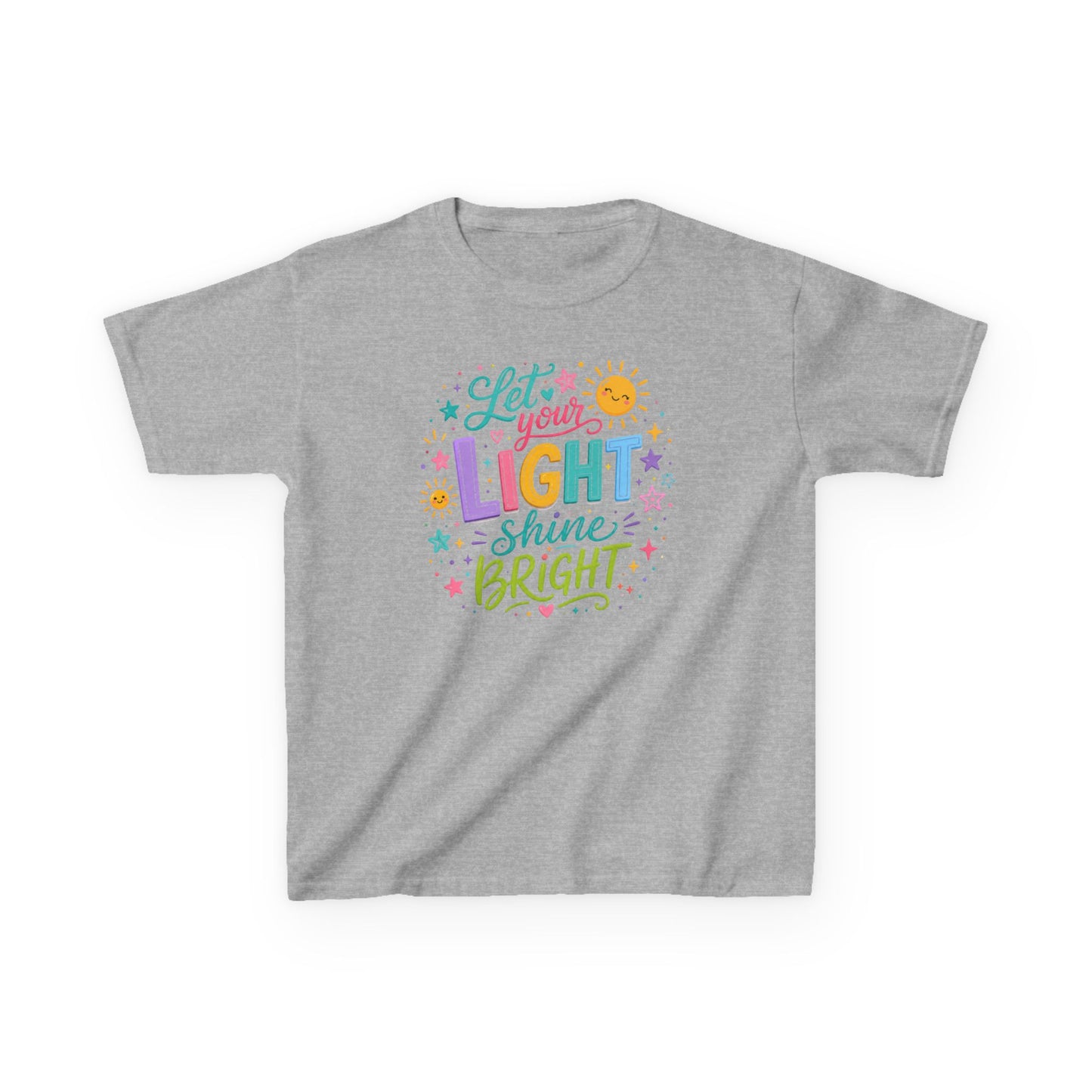 Kids Tee — "Let Your Light Shine Bright" Colorful Inspirational Shirt