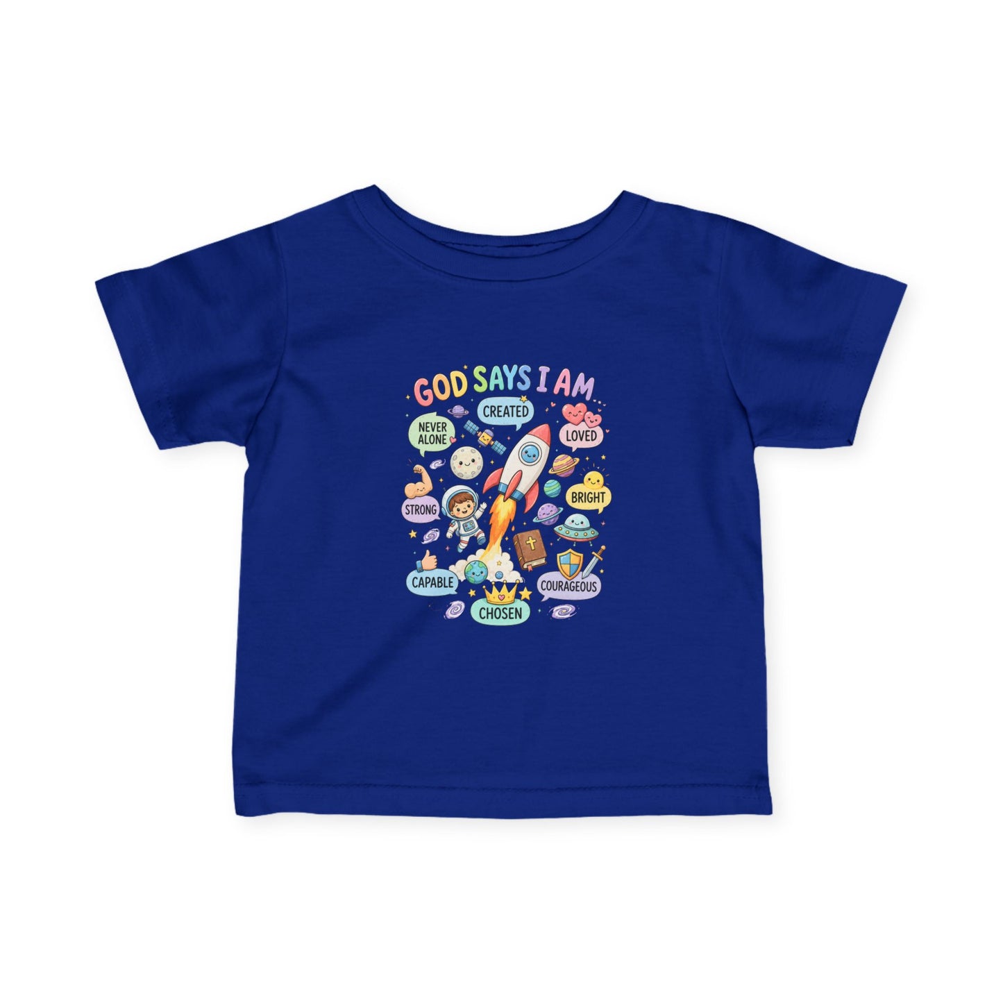 Infant Tee — "God Says I Am" Christian Baby T‑Shirt with Positive Affirmations