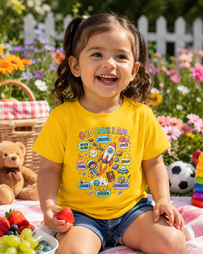 God Says I Am Toddler Tee