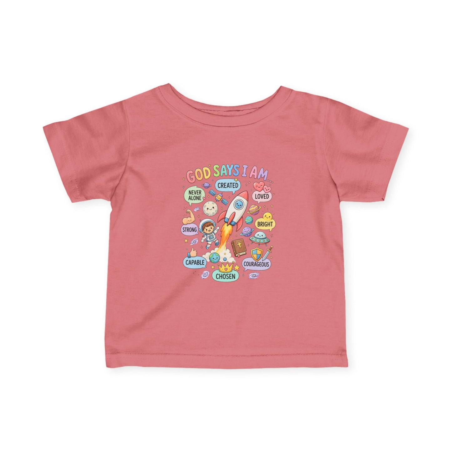 Infant Tee — "God Says I Am" Christian Baby T‑Shirt with Positive Affirmations
