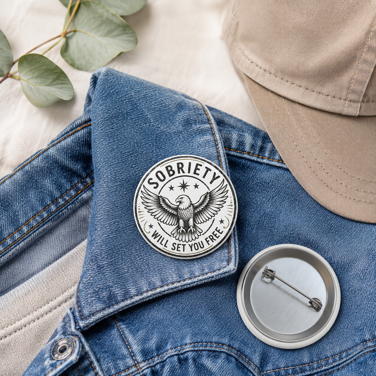 Sobriety Will Set You Free Button Pin