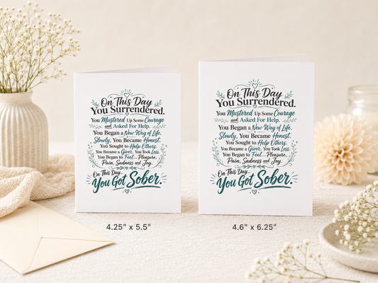 On This Day Sobriety Anniversary Greeting Card