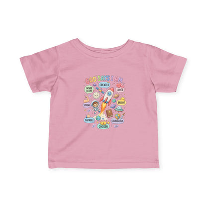 Infant Tee — "God Says I Am" Christian Baby T‑Shirt with Positive Affirmations