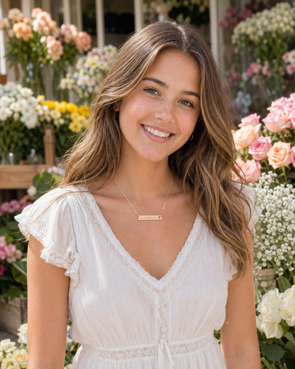 God Is Within Her Necklace | Engraved Faith Bar Necklace