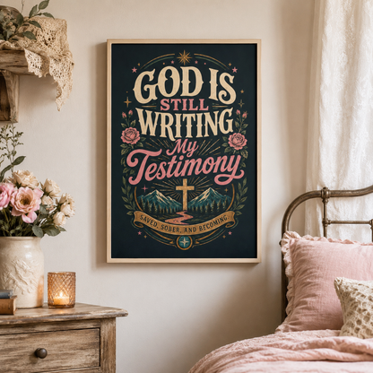 God Is Still Writing My Testimony Framed Canvas Print