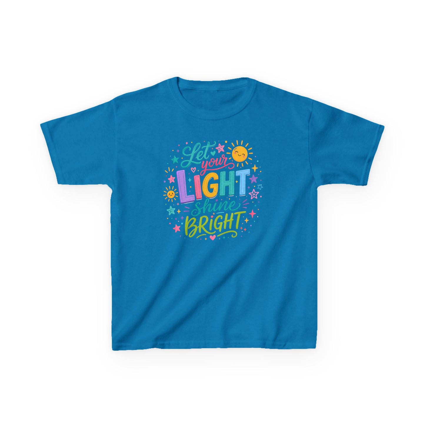 Kids Tee — "Let Your Light Shine Bright" Colorful Inspirational Shirt