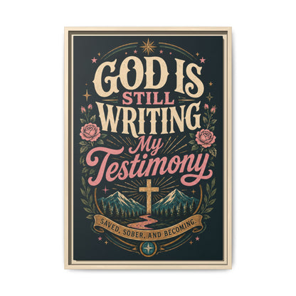 God Is Still Writing My Testimony Framed Canvas Print