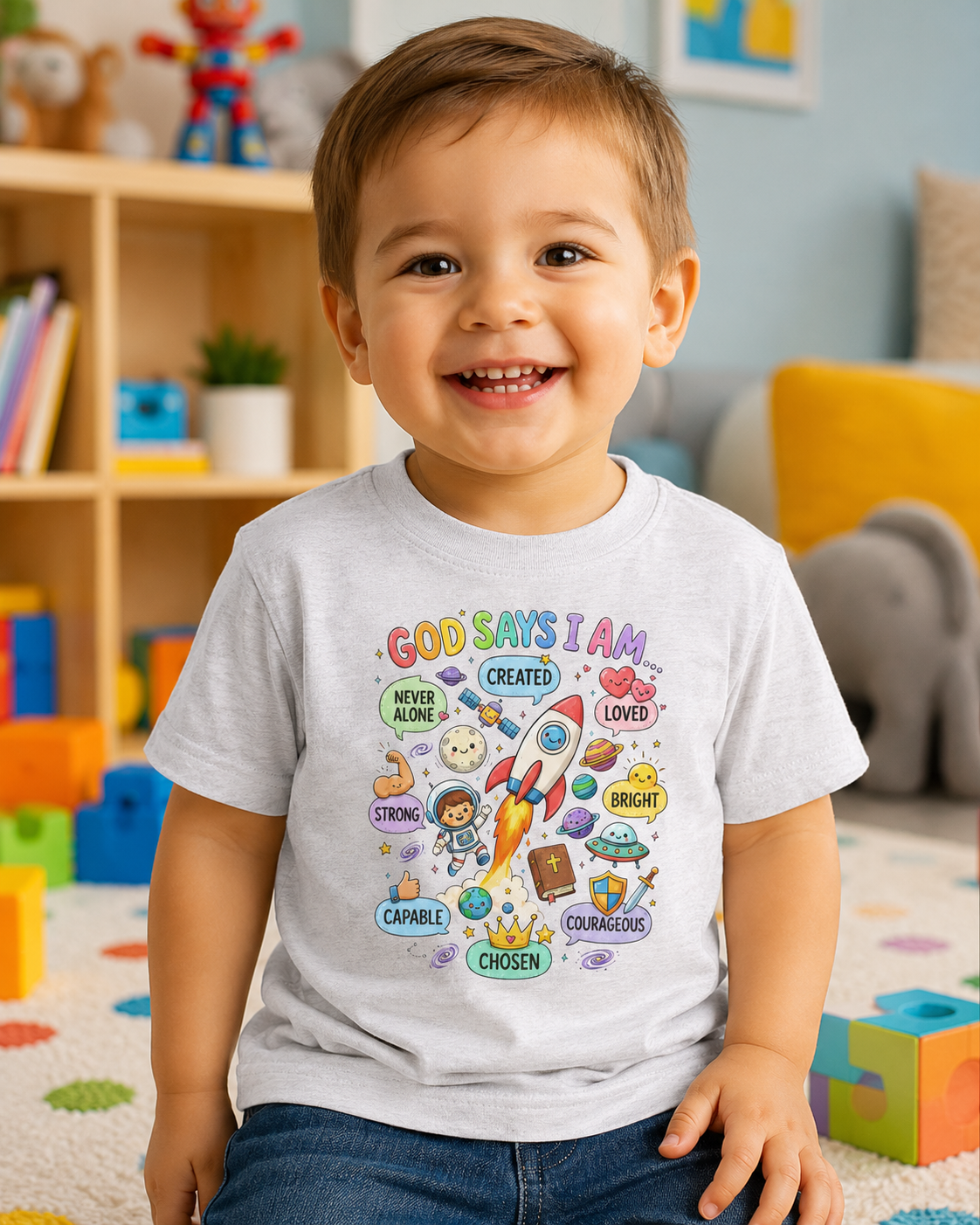 God Says I Am Toddler Tee