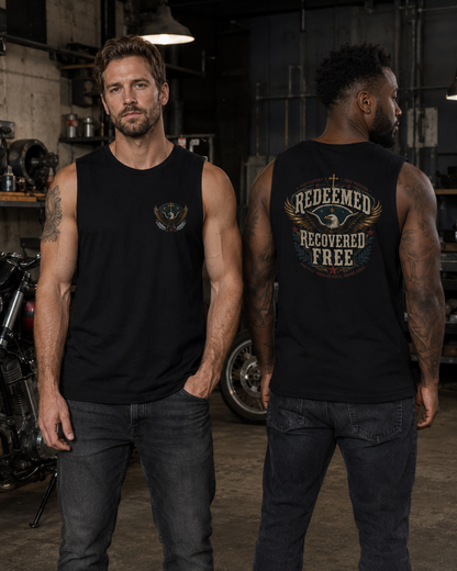 Redeemed, Recovered, Free Men’s Muscle Tank