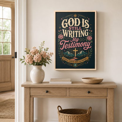 God Is Still Writing My Testimony Framed Canvas Print