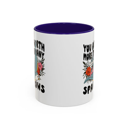 You Are Worth More Than Many Sparrows Mug — Inspirational Floral Sparrow Coffee Mug (11oz/15oz)