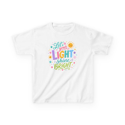 Kids Tee — "Let Your Light Shine Bright" Colorful Inspirational Shirt