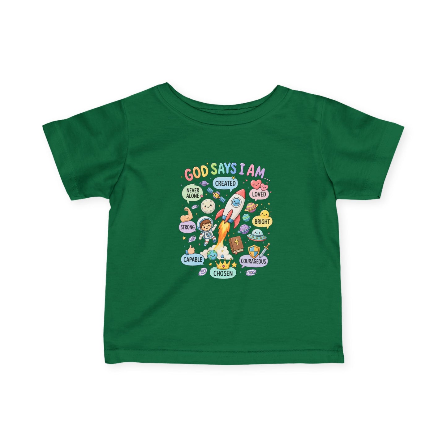 Infant Tee — "God Says I Am" Christian Baby T‑Shirt with Positive Affirmations