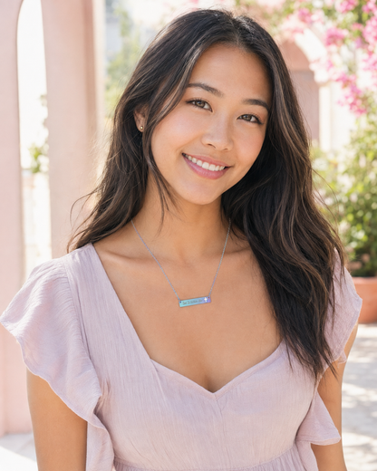 God Is Within Her Necklace | Engraved Faith Bar Necklace