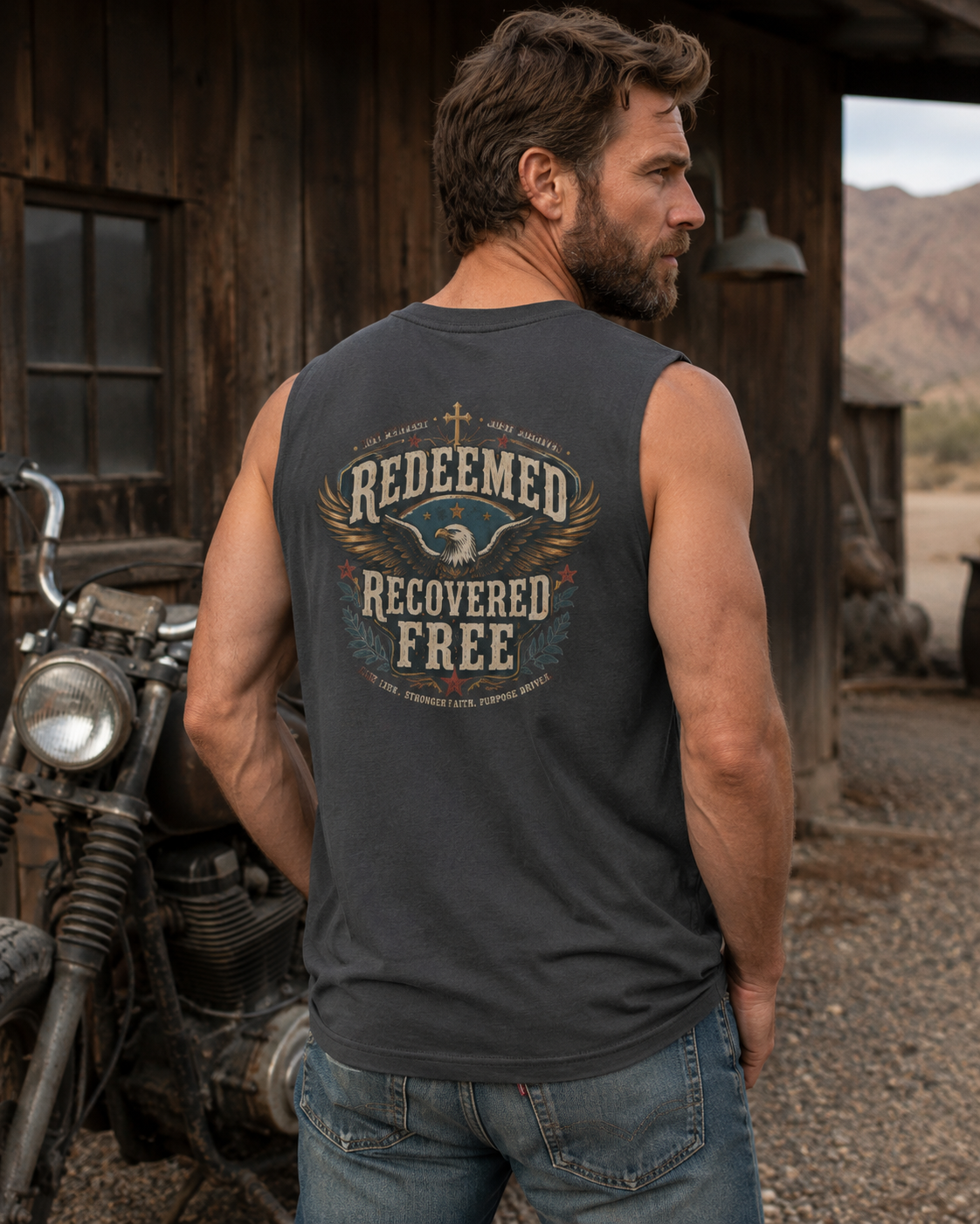 Redeemed, Recovered, Free Men’s Muscle Tank