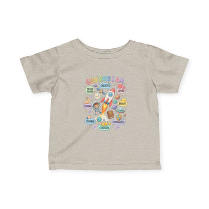 Infant Tee — "God Says I Am" Christian Baby T‑Shirt with Positive Affirmations