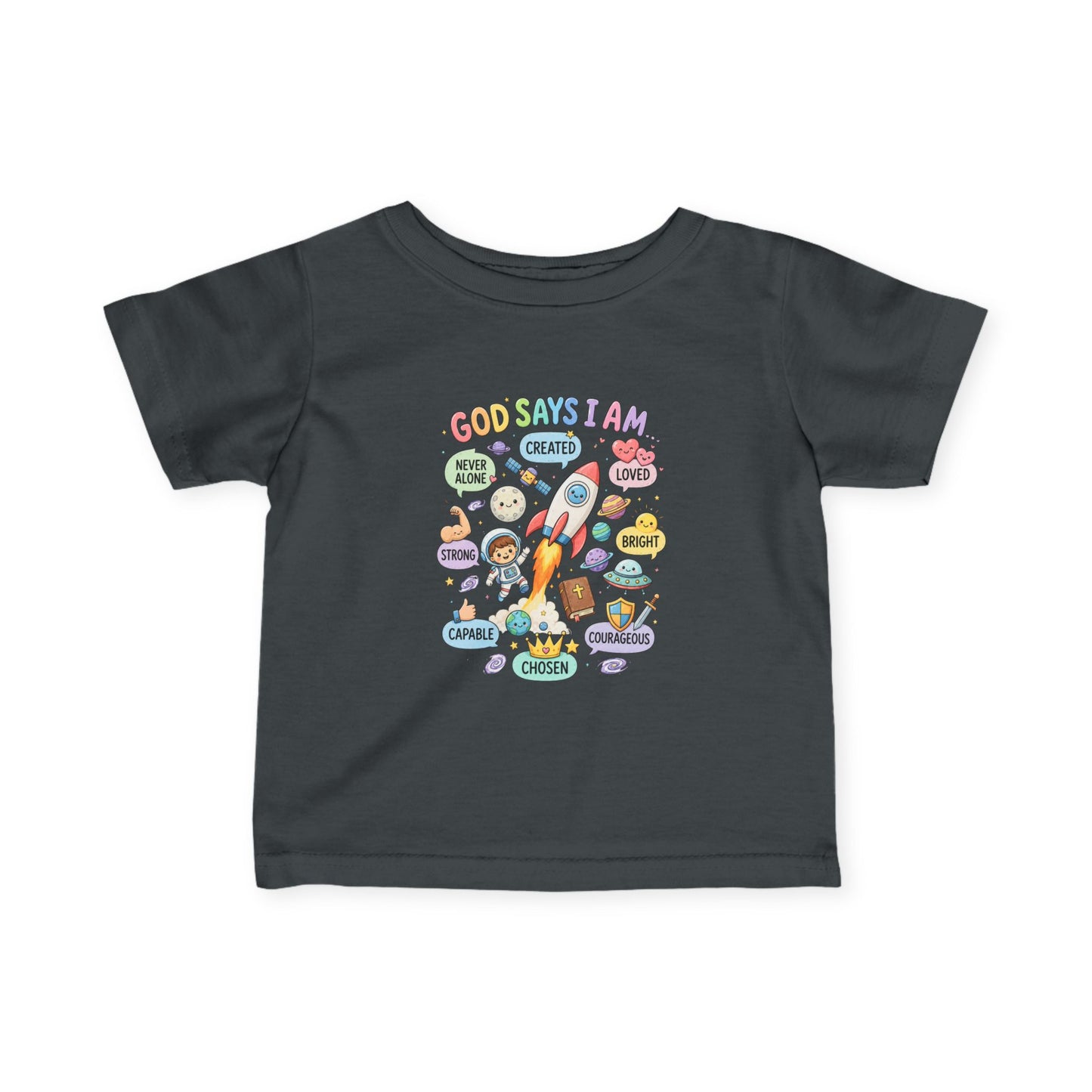Infant Tee — "God Says I Am" Christian Baby T‑Shirt with Positive Affirmations