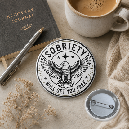Sobriety Will Set You Free Button Pin