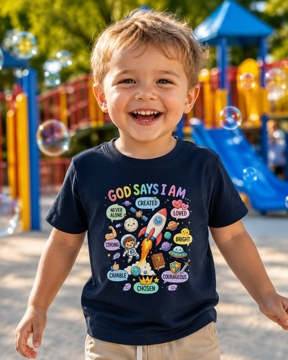 God Says I Am Toddler Tee