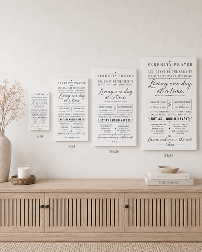 Serenity Prayer Stretched Canvas Wall Art | Christian Recovery Wall Decor | Faith-Based Inspirational Home Decor