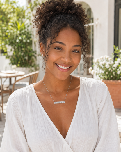 God Is Within Her Necklace | Engraved Faith Bar Necklace