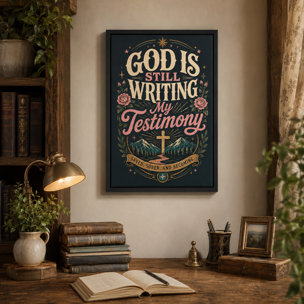 God Is Still Writing My Testimony Framed Canvas Print